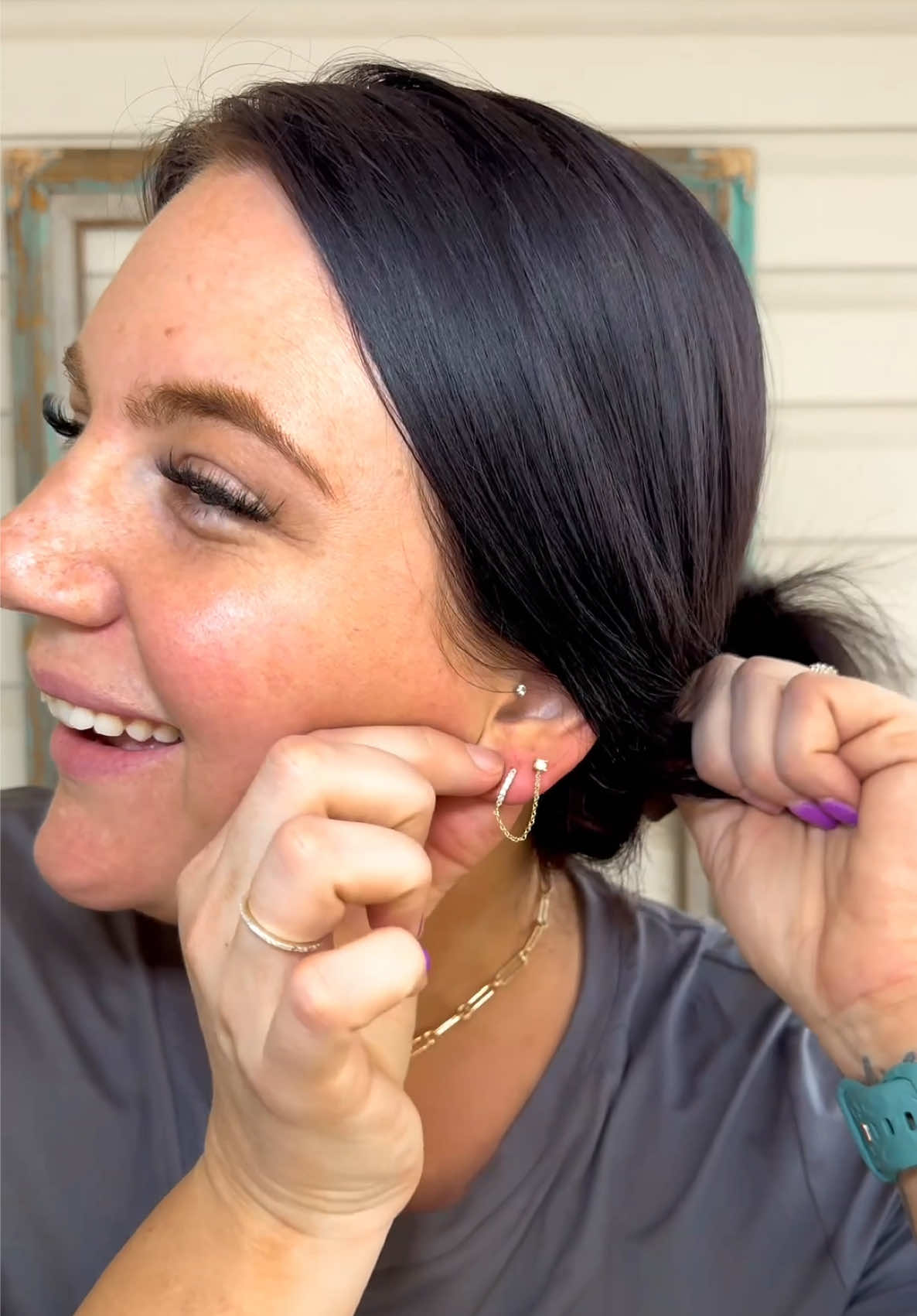 the cutest little earrings! #earrings #goldearrings #chainearrings #jewelry #tiktokshopsoringglowup 