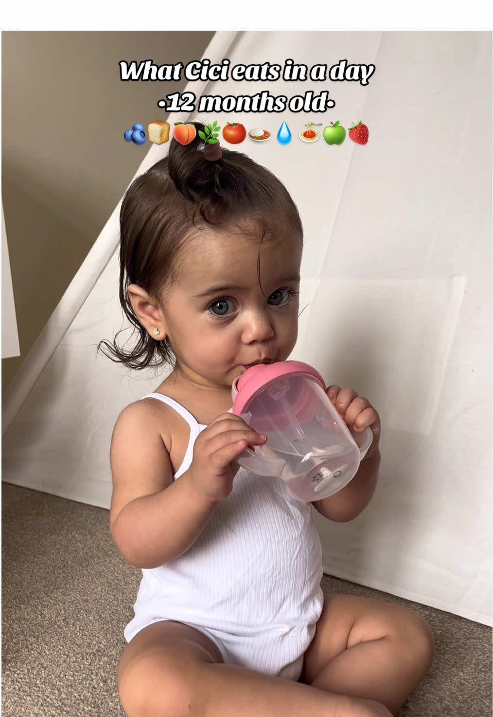 What my 1 year old eats in a day🍛💧🍅 #babyledweaning #whatmybabyeats #babyfood #toddlermeals #babytiktok #oneyearoldmeals #firsttimemom #baby #fyp 