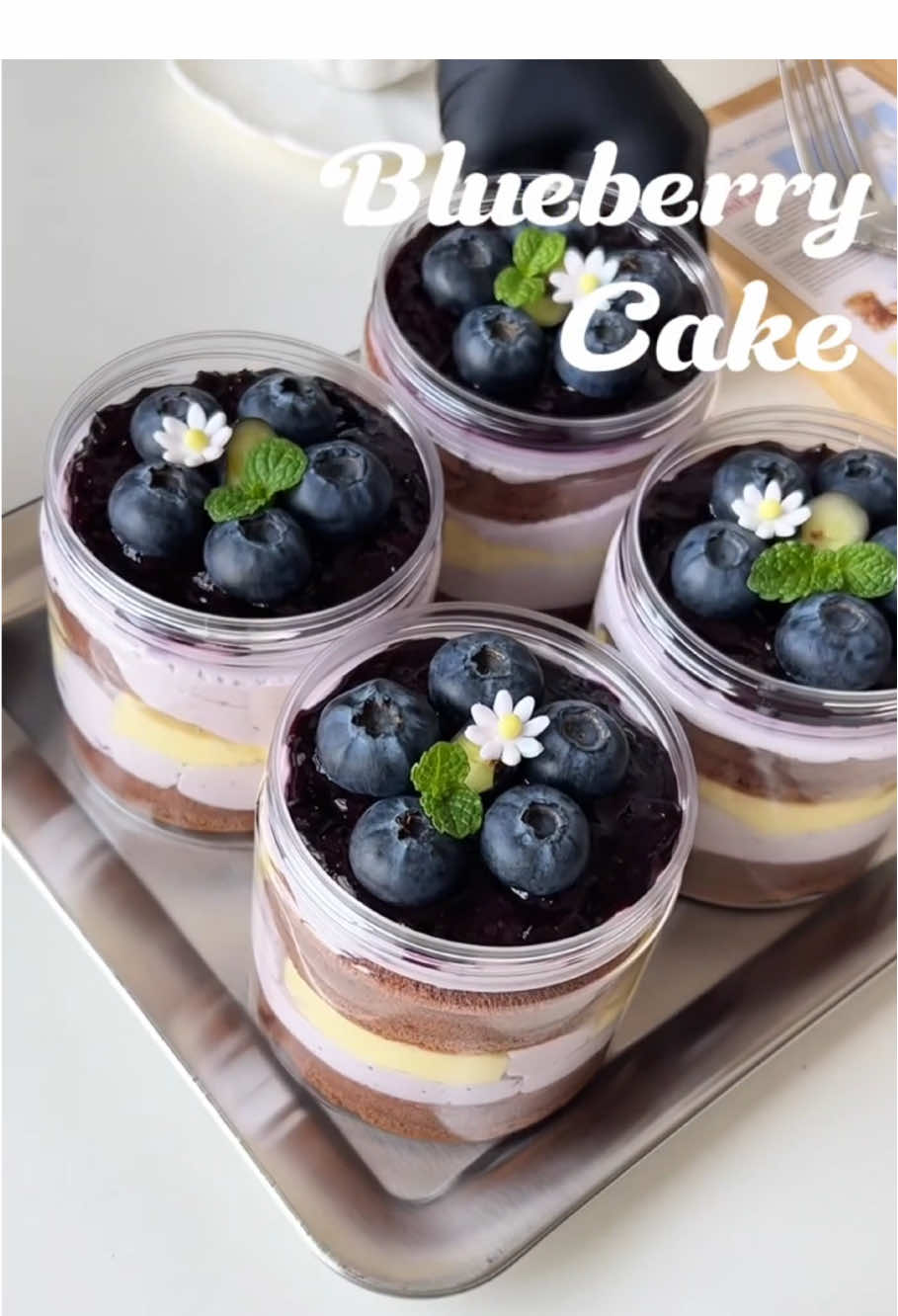 🫐Blueberry Cake  🫐 📝 Chocolate Cake Roll: - Corn oil: 50g   - Whole milk: 65g - Cake flour: 55g  - Cocoa powder: 5g - Eggs: 5  - Granulated sugar: 60g   📝 Blueberry Cream: - Blueberry jam: 30g - Granulated sugar: 8g - Heavy cream: 150g 📝 Blueberry Jam:   - Wild blueberries: 250g - Granulated sugar: 30g - Lemon juice: 12g