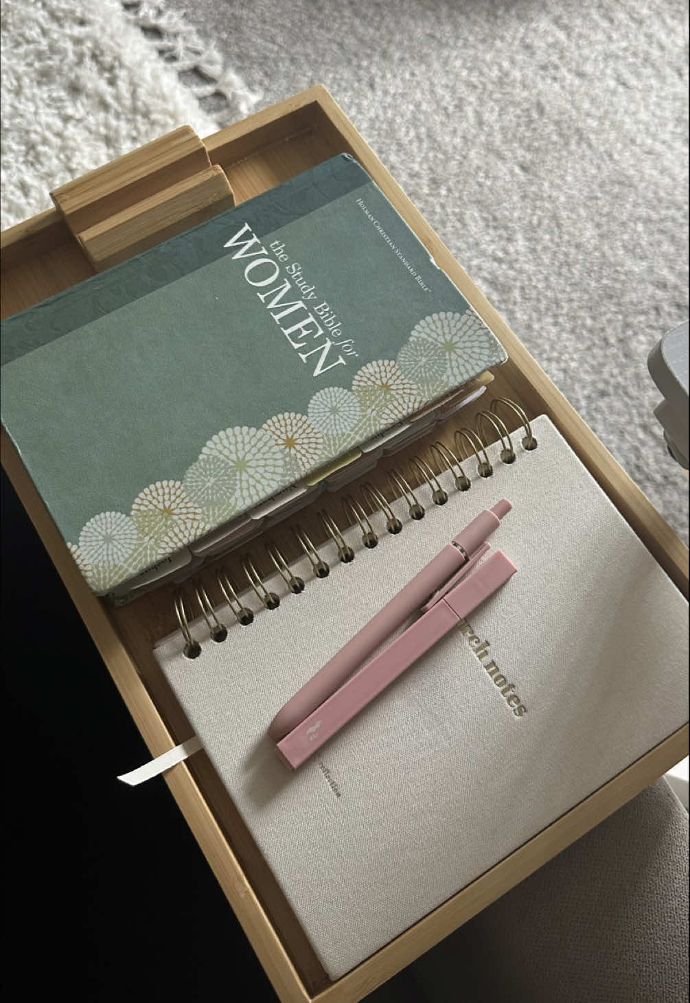 Love my new bamboo arm couch table, it’s perfect for my Bible study mornings & coffee ☕️ #homefinds #neutralaesthetic #neutralhome #tiktokshop #tiktokshopfinds 