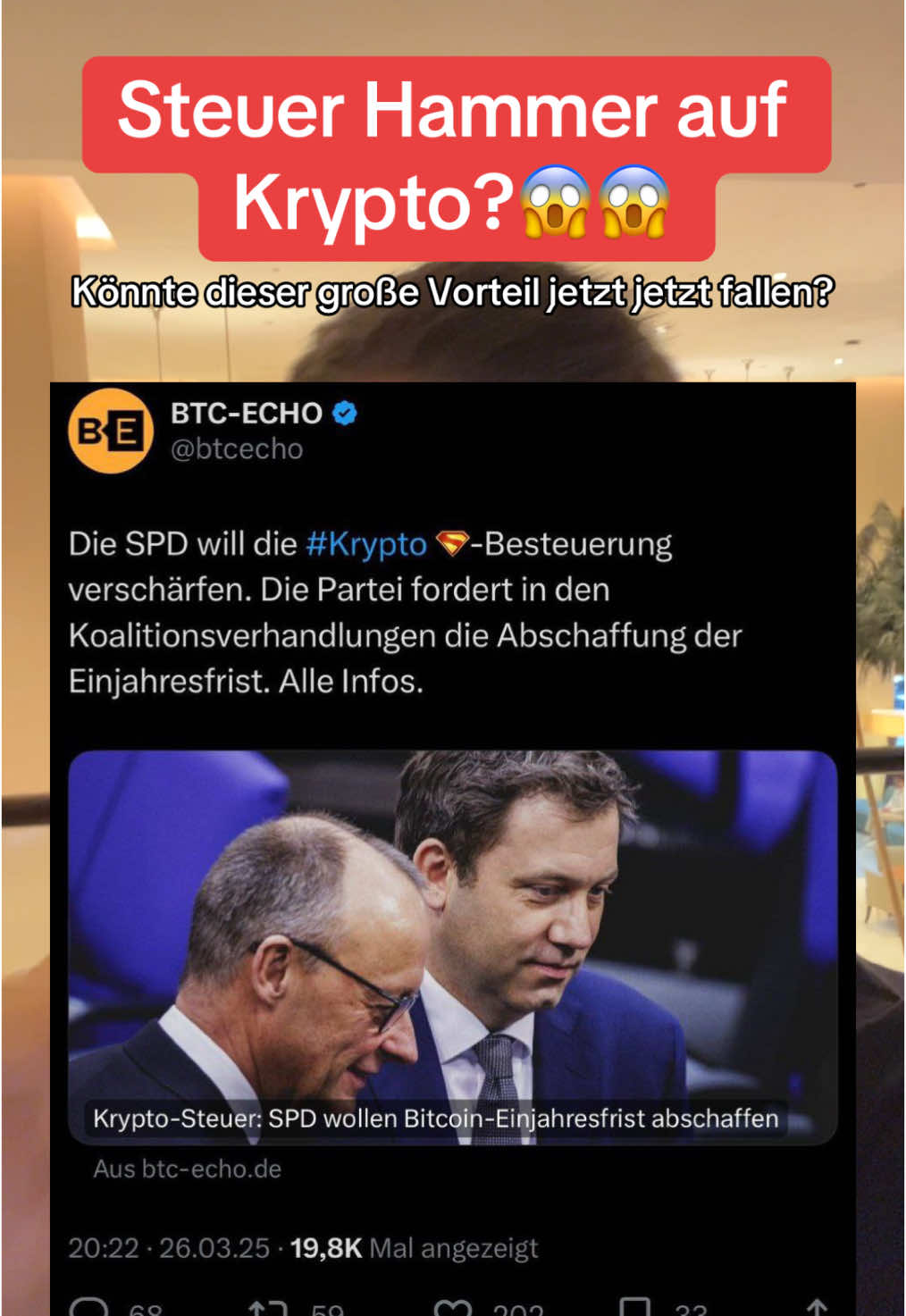 Kommt jetzt der Steuer Hammer in Deutschland? Bisher galt Deutschland in gewisser Weise als Krypto Steuerparadies, aber das kann jetzt zu Ende sein. ##Kryptowährungen##Kryptowährung##krypto##Ethereum##Bitcoin##bullrun##kryptosteuer##bitcoinsteuer##spdbitcoin
