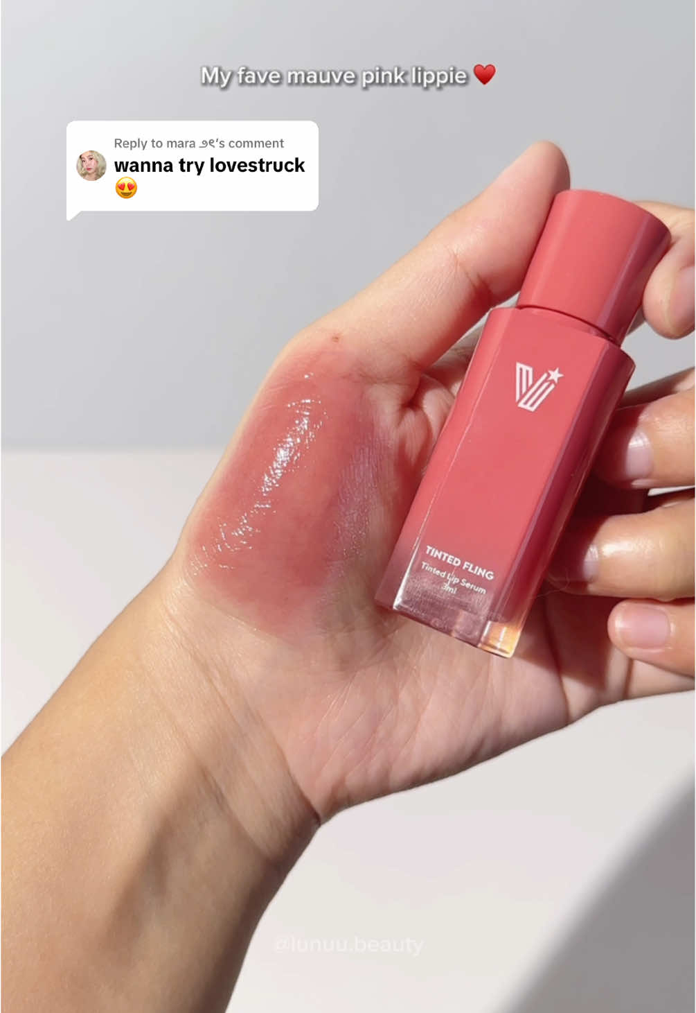 Replying to @mara ౨ৎ  Vice cosmetics tinted fling in shade Lovestruck ♥️ #ViceCosmetics #TintedFling #LipTint #EverydayMakeup #GlowyLook #glosstint  #makeupmusthave