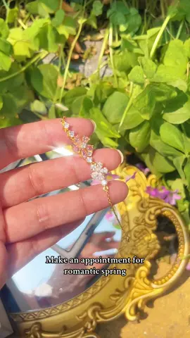 Romantic cherry blossom bracelets 🌸#bracelets #goldjewelry #fashiontiktok #zircon #foryoupage #spring #fyp 