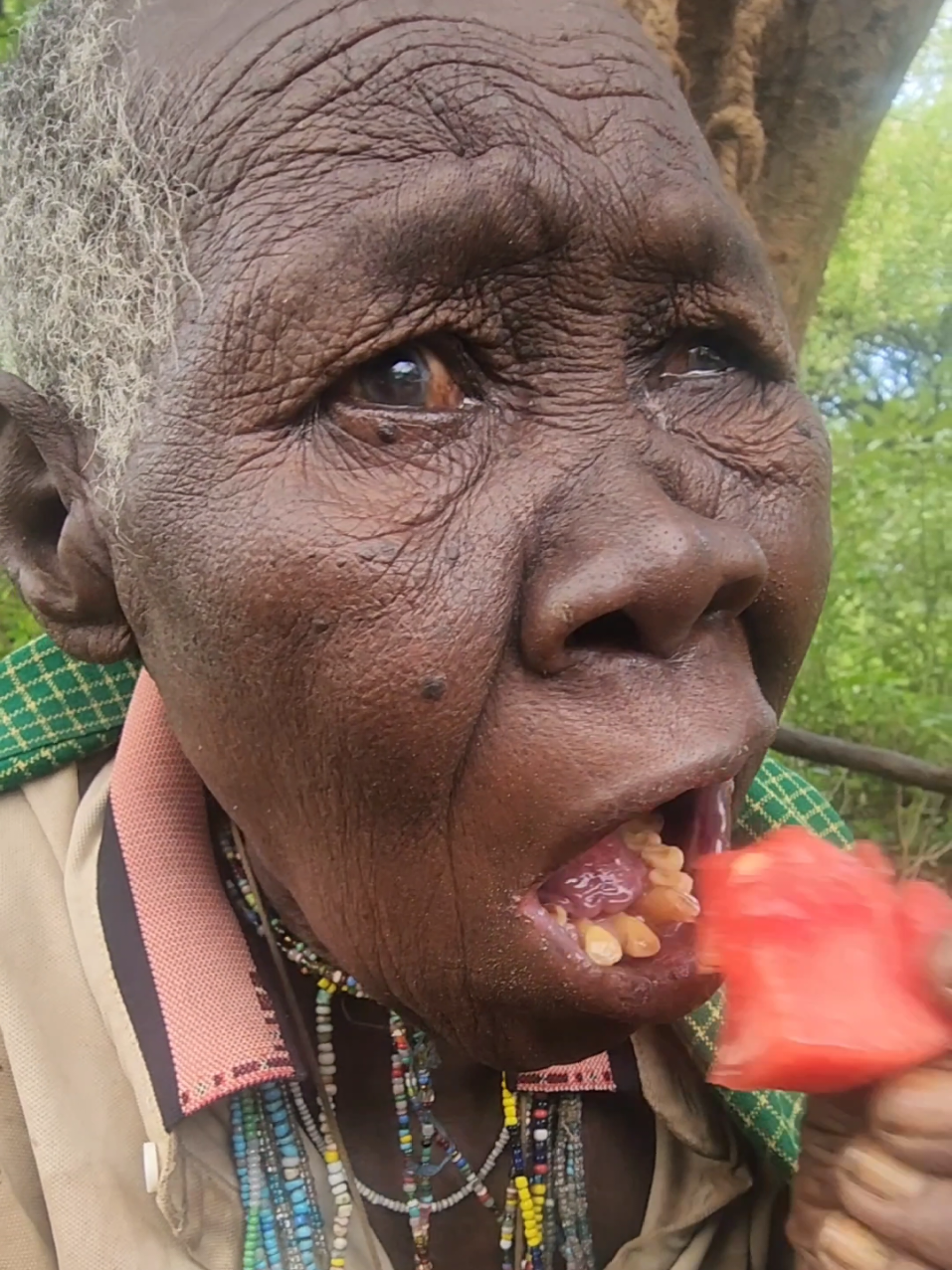 first  time to eat 🍉 watermelon  #tiktokFrench #foryou #tiktok #dudugweebaby #chaaba #dudukwe #African #hadzabetribe #africa 