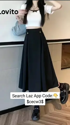Lovito Plain Elegant Skirt🤩  #fyp #skirt #OOTD 