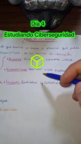 Día 4 estudiando Ciberseguridad. En este video vemos qué es el riesgo en ciberseguridad y cuáles son sus componentes. #hacker #pentesting #ciberseguridad #estudio #ethicalhacking