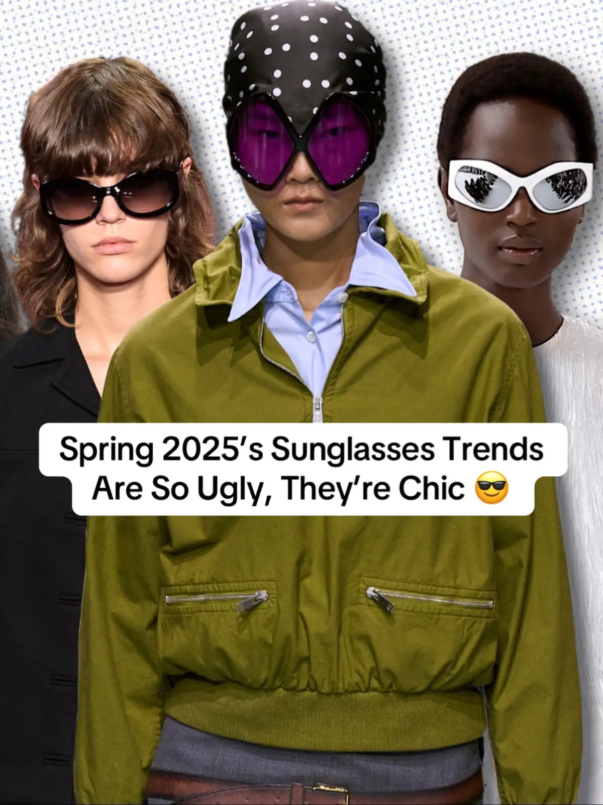 Whether you love them or hate them, the sunglasses of the moment are definitely turning heads. Almost every Spring 2025 runway—from #prada to #loewe to #chanel—featured a pair of outrageous shades that push the boundaries of wearable and weird. Opponents might call them “ugly,” but that's precisely what makes them so intriguing. #sunglasses #fashiontiktok #fashiontrends2025 #springfashion In 