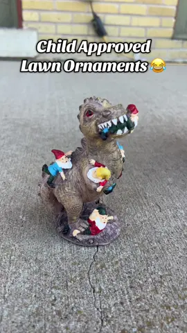 Such a cute little statue to help decorate for spring 😅 #lawnornaments #gardenornaments #dinosaurdecor #outdoordecor 