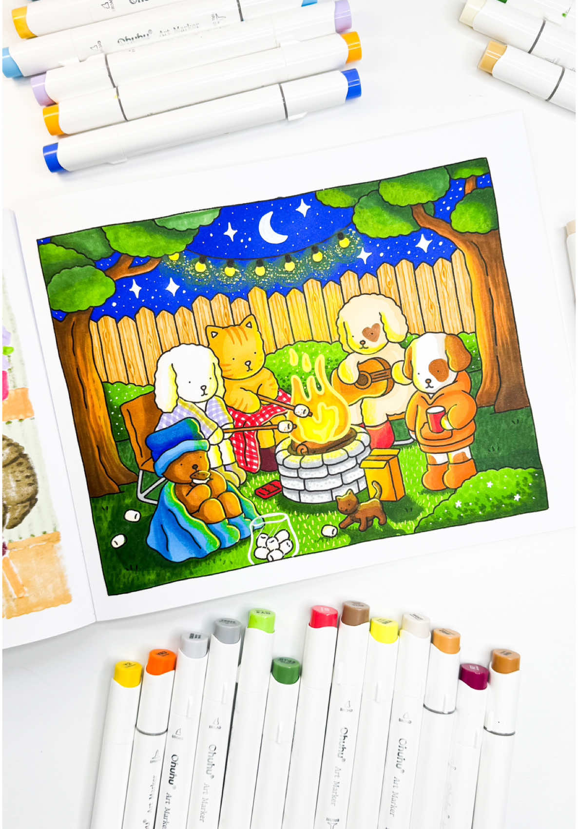 Fogueira no quintal 🔥 Bobbie goods - Do dia para a noite #CoresdoLucas #ohuhu #ohuhumarkers #coloringbook #coloring #BobbieGoods #BobbieGoodsColoring #foryoupage #fy #fyp #foryou 
