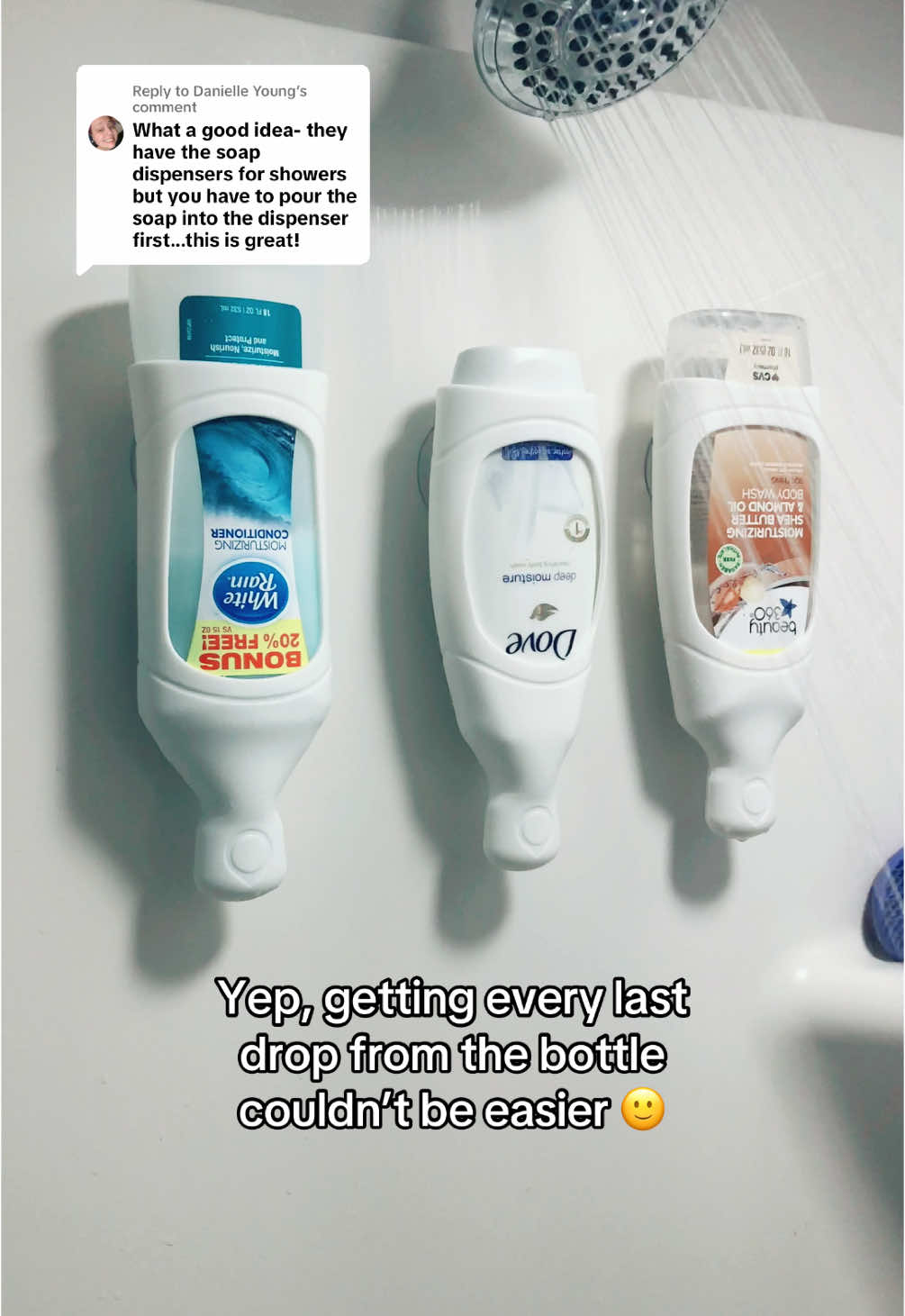 Replying to @Danielle Young why not just make the bottle into the dispenser, right?? 🙂 #showerroutine #bathtime #hacks #shampoo #amazonfinds 