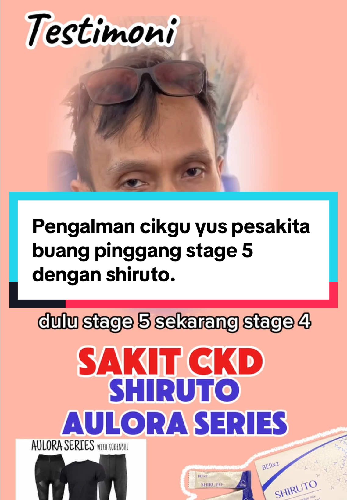 Testimoni Shiruto. . Cikgu yus yang dulu CKD stage 5 alhamdulillah berkat jaga makan dan amalkan shiruto akhirnya berjya kembali Ke stage 4. . Shiruto sangat bagus untuk aktifkan makrofaj supaya badan kita dapat melawan dan bekerja dengan baik untuk aktiviti harian. . Jom amalkan shiruto harini, kita ikhtiar untuk sihat. #ShirutoTestimonial #shirutovitaminsofimmunity #shiruto #funtionalfood #kesihatan #Fitness #ckdawareness #ikhtiarsihat #kidney #hargashiruto #shirutokulaterengganu #buahpinggang #funtionalfoodshiruto #cronickidneydisease 