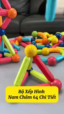 Bộ xếp hình nam châm 64 chi tiết cho bé #xuhuong #hangtoys #xephinh #namcham64chitiet  3