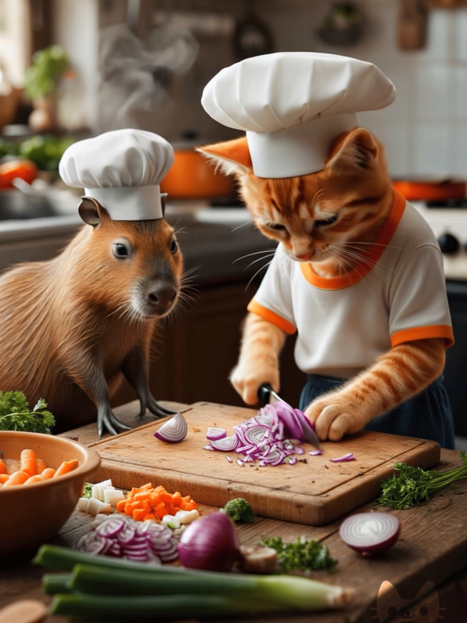 💛🐱Simba and capybara🦙🍽️ #cat #cutecat #ai #funny #sad #shortfilm #meow #cute #capybara #capybaratiktok #capybaramemes #cutecat