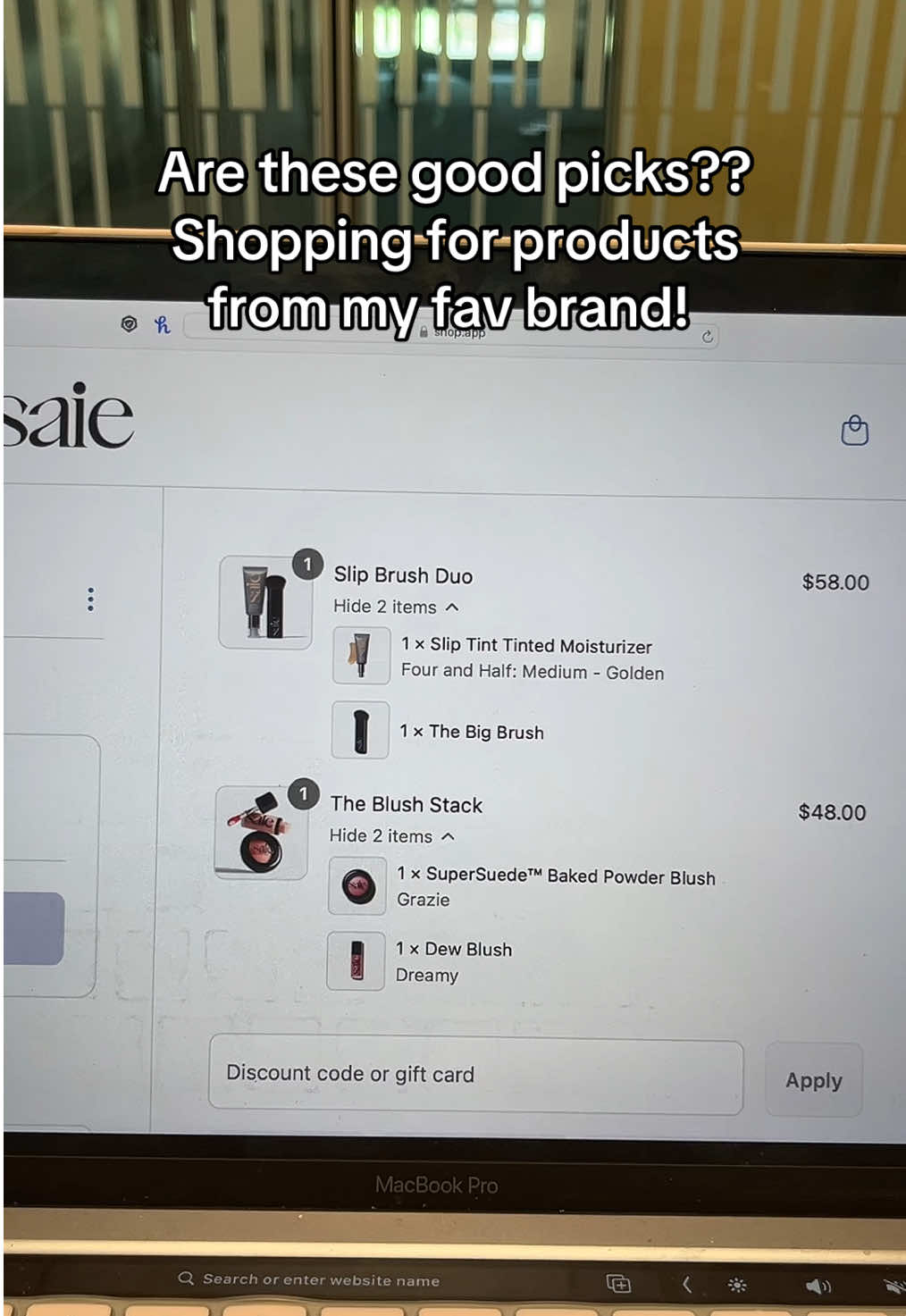 pls let me know if you think these are good picks! Can’t wait to shop goodies from @Saie @Laney my fav brand!! #saie #saiebeauty #shoppingforsaiebeauty #makeupproducts #makeuprecommendations #helpagirloutwithmakeuprecs 