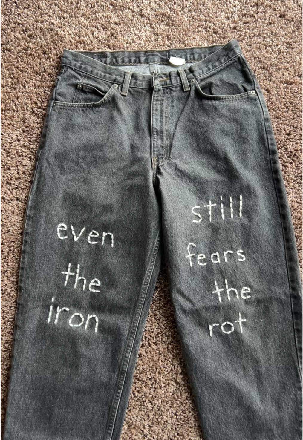 Even the iron still fears the rot #ethelcain #upcycling #embroidery 