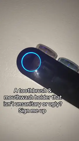 Ignore my fingerprints I had trouble at first hanging it😅😂  #ihavetoothbrushholder #bathroomorganization #bathroomorganizing #fyp 