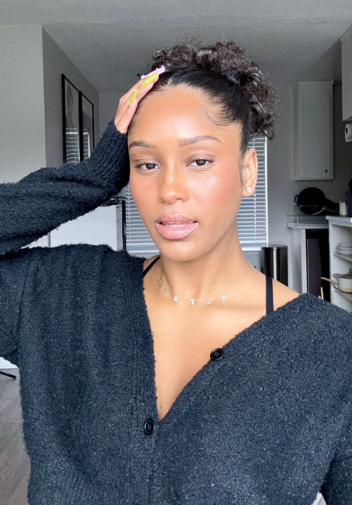 how to get the most gorggg bun with shorter hair🤍& you can definitely do this without the flexi rods, but my curls need some TLC so flexi rod set it is!! edge control and curling iron from @PATTERN Beauty ✨ #naturalhairstyles #naturalhair #curlyhairstyles 