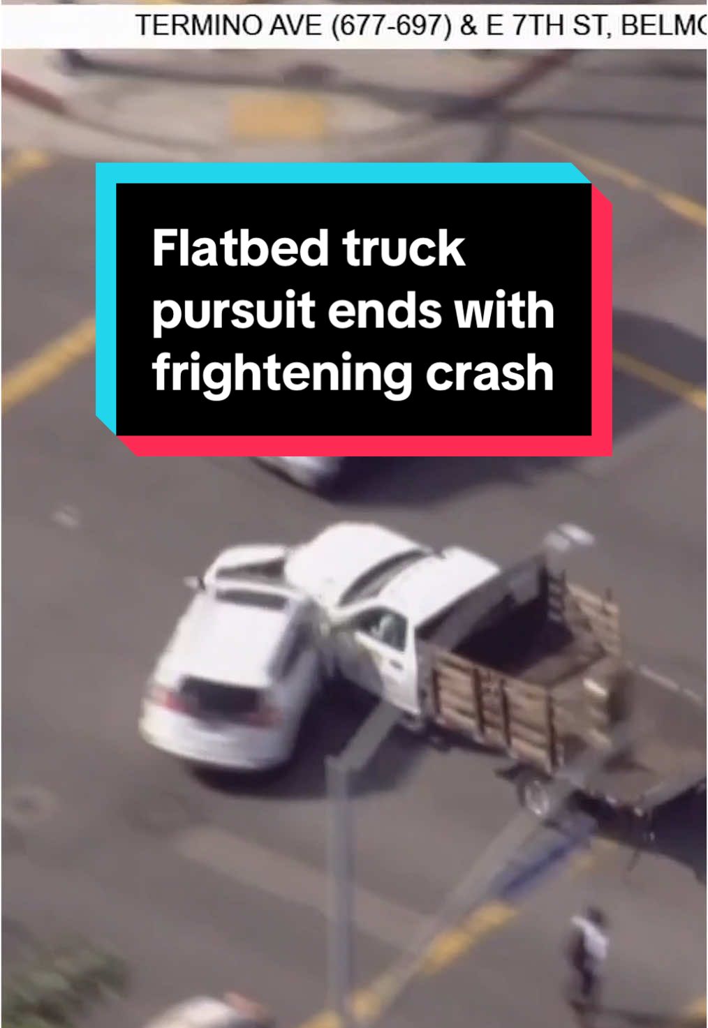A wrong-way driver in a stolen flatbed truck slammed into several cars on a Long Beach street before a crash outside a business that brought the high-speed rampage to an end. At least nine cars were involved in about four separate crashes near the end of the pursuit, leaving a trail of shattered glass and other debris on Seventh Street. The driver walked away, but was taken into custody a few blocks away. #nbcla #LongBeach #pursuit