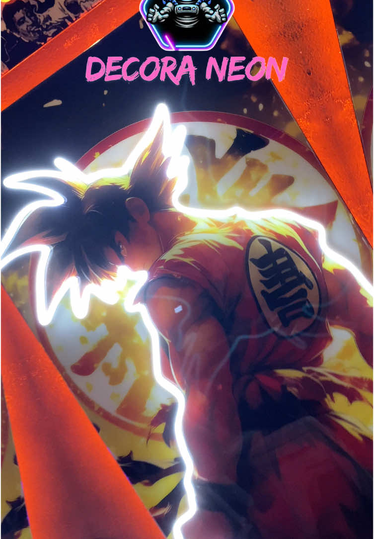 Cuadro de Goku personalizado,  recuerda que puedes  envíanos tu imagen favorita para realizar tu cuadro con resina Epoxica y un toque de neón Flex. #cuadrospersonalizados #cuadro #goku #resinaepoxica 