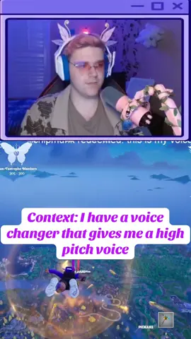 I love the silly moments when I have my voice changer redeemed! I have many more lol! #fyp #smallstreamer #twitchaffiliate #fortnite #voicechanger 