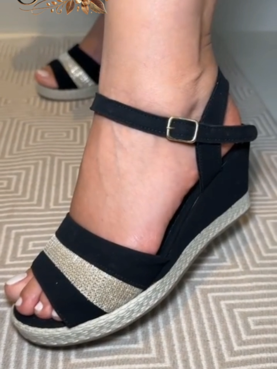 Sandália Feminina Anabela Salto Médio Plataforma Blogueira Moda Confortável Macia Leve Casual#sandáliasOrtopédica #sandálias #sapatos 