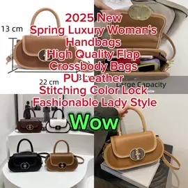 2025 New Spring Luxury Woman's Handbags High Quality Flap Crossbody Bags PU Leather Stitching Color Lock Fashionable Lady Style #tiktokmademebuyit #travelaccessories #travelsuitcase #backpack #womanbag #womanbags👜 
