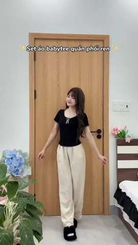 Set xinhhh chưa tới 100xu luôn á mấy ní ✨🫣💃 set ao babaytee quần đũi ống rộng phối bèo xinh iu #setdoxinh #setaoquan #thoitrangnu #reviewquanao #xuhuong #sethottrend #fashion #viral #LearnOnTikTok #namcute102 