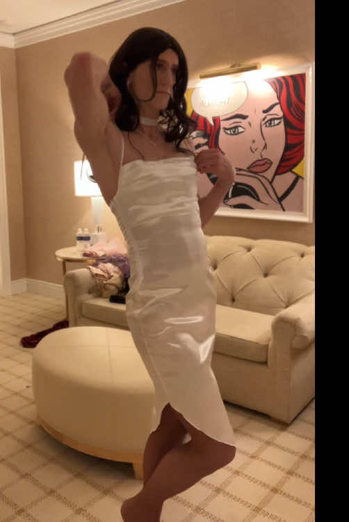 Crossdresser in a white satin dress #cd #trans #m2f #whitesatindress #satindress #satin #crossdresser 