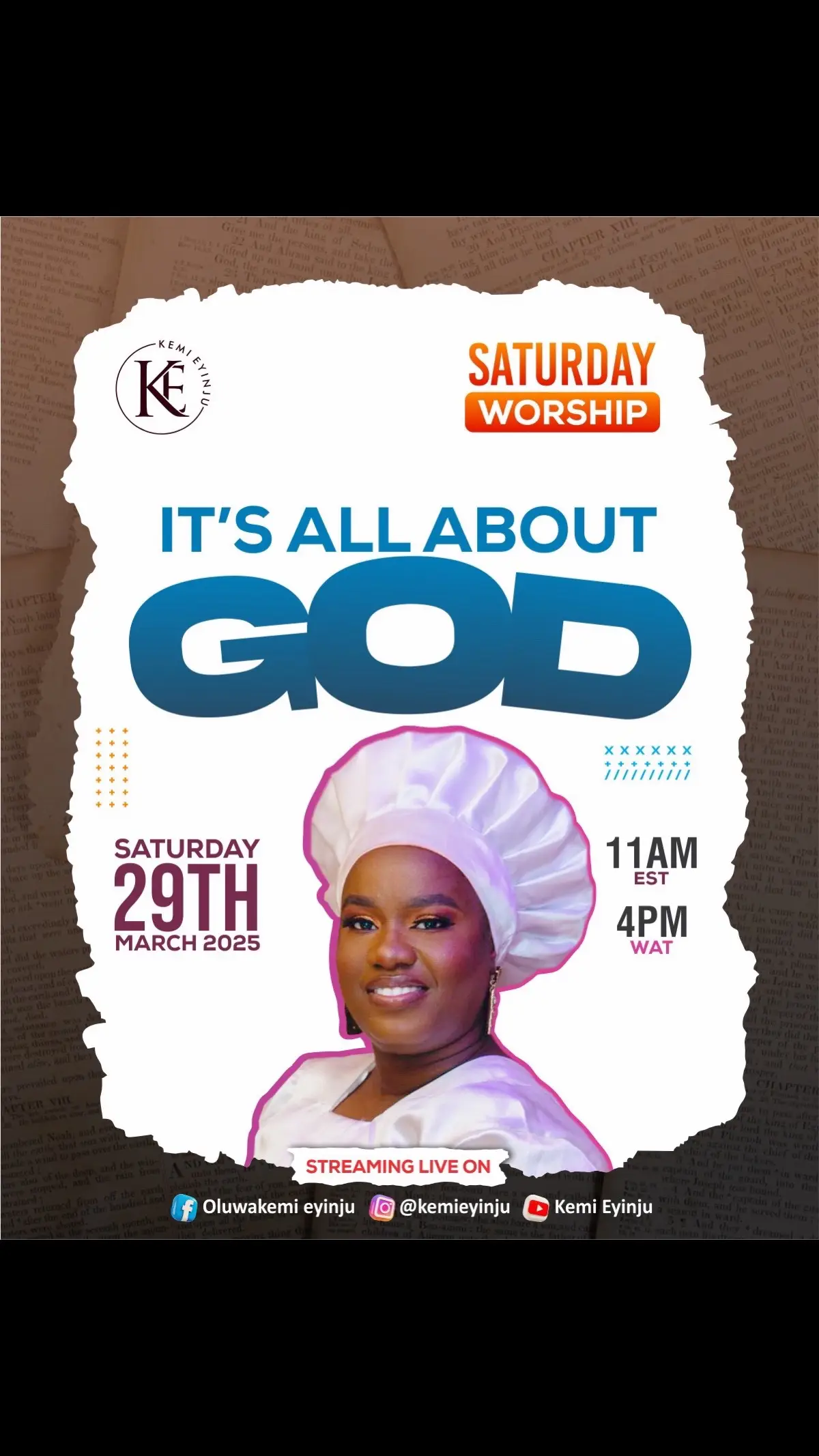 Join us today as we worship Our Creator. We Will be streaming live on YouTube, Instagram and Facebook for now until we are able to figure out how to add TikTok. JESUS is Calling and he is waiting. 