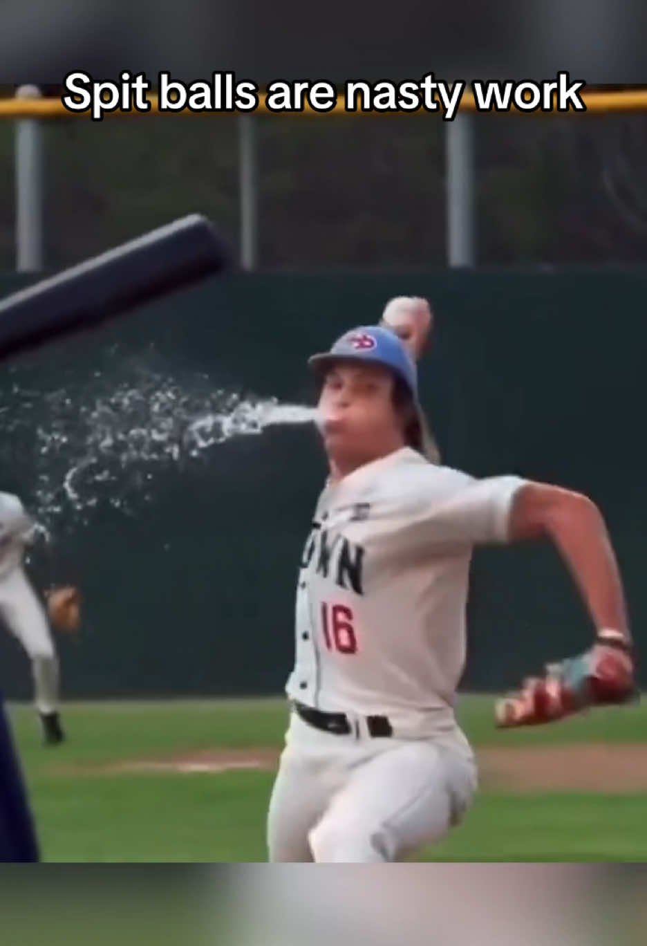 Greatest spit ball EVER?! #MLB #baseball #pitcher #spitball #backyardbaseball  #pitch #spit 