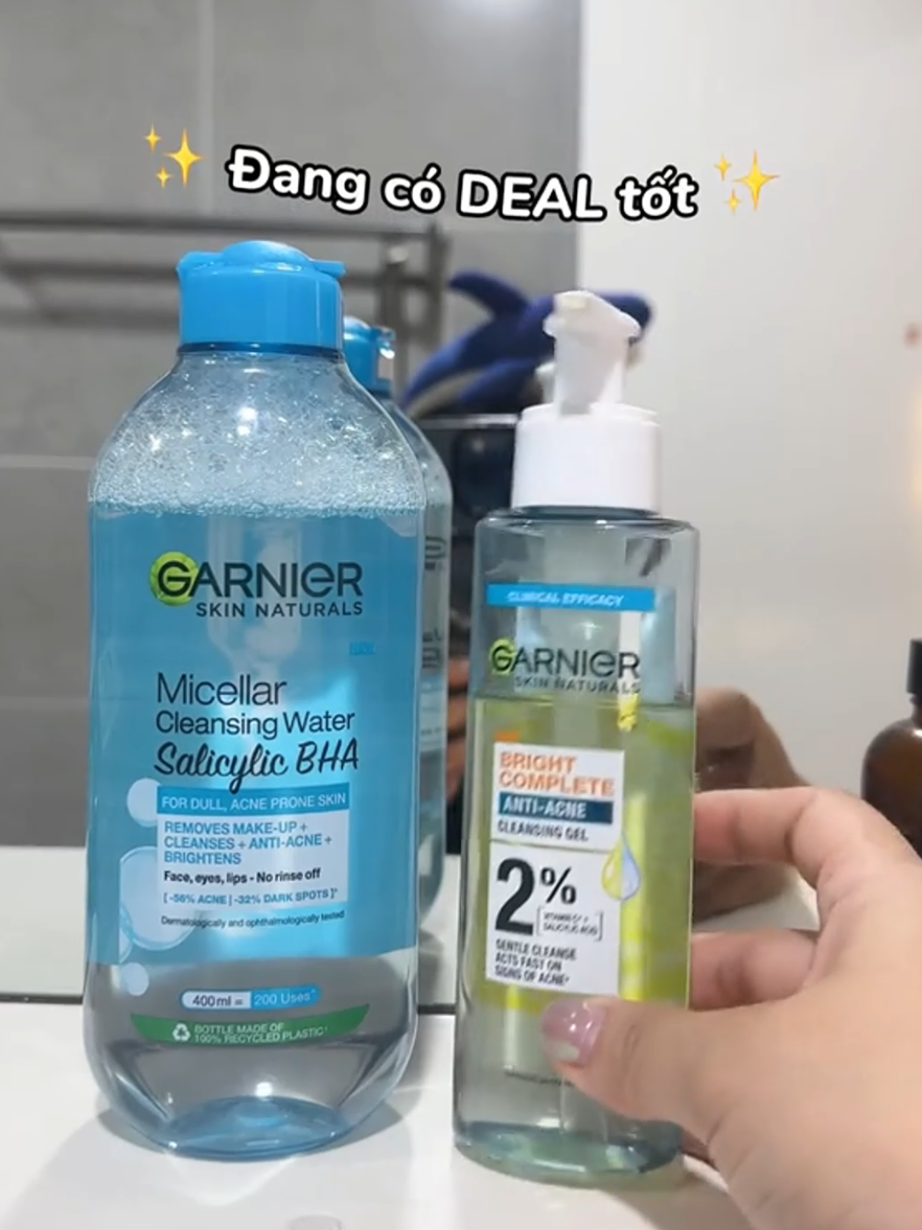Làm sạch da với 2 bước mỗi ngày da tránh bí tắc ngăn ngừa mụn ✨️ #garnier_vn #garnier #goclamdep #reviewlamdep #muataitiktokshop #nuoctaytrang #suaruamat #skincare 