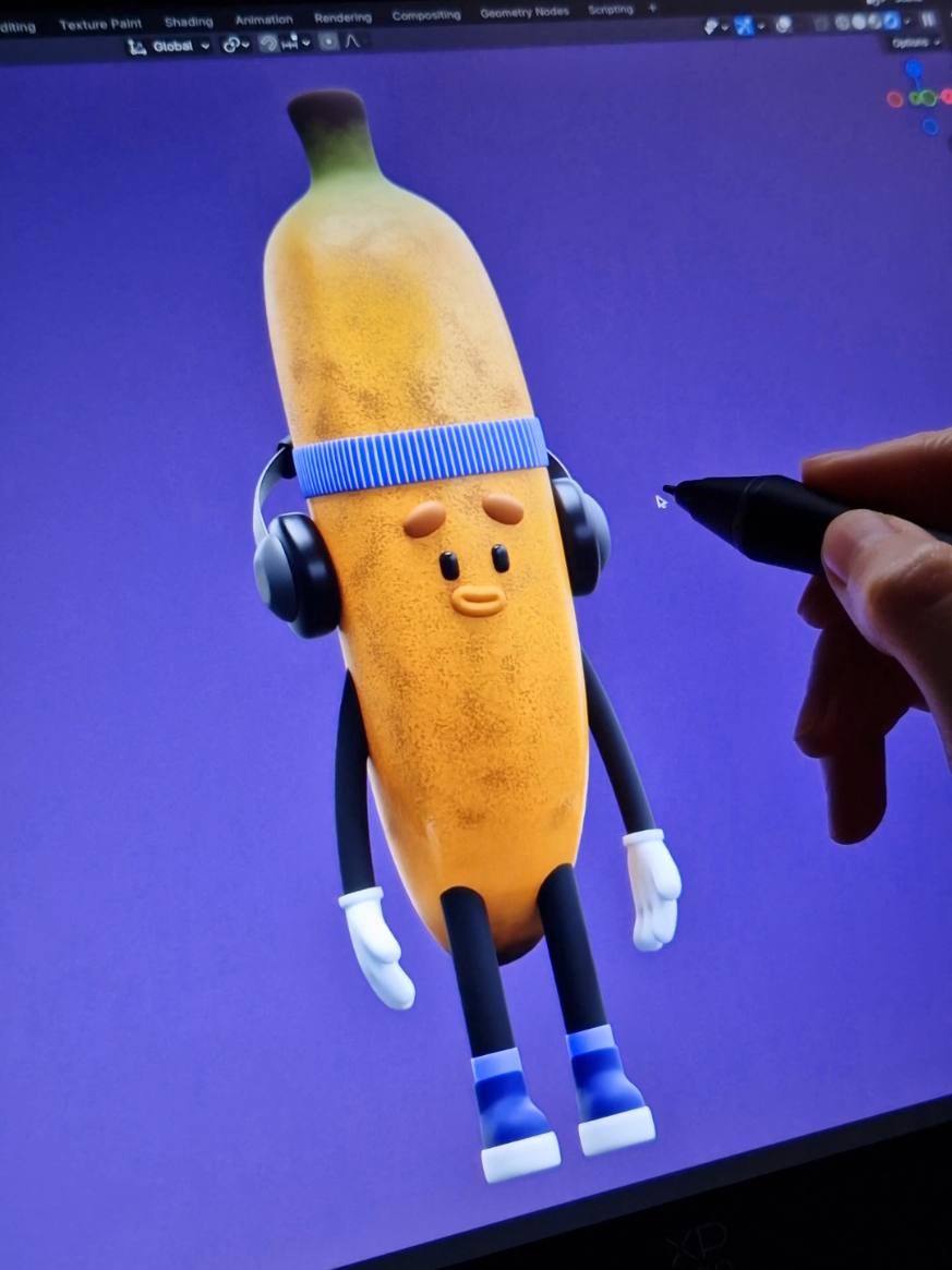 3D Banana Character🍌 #3d #3dcharacter #banana #cartoon #xppen #displaytablet #3dmodeling #blender3d #3dart 