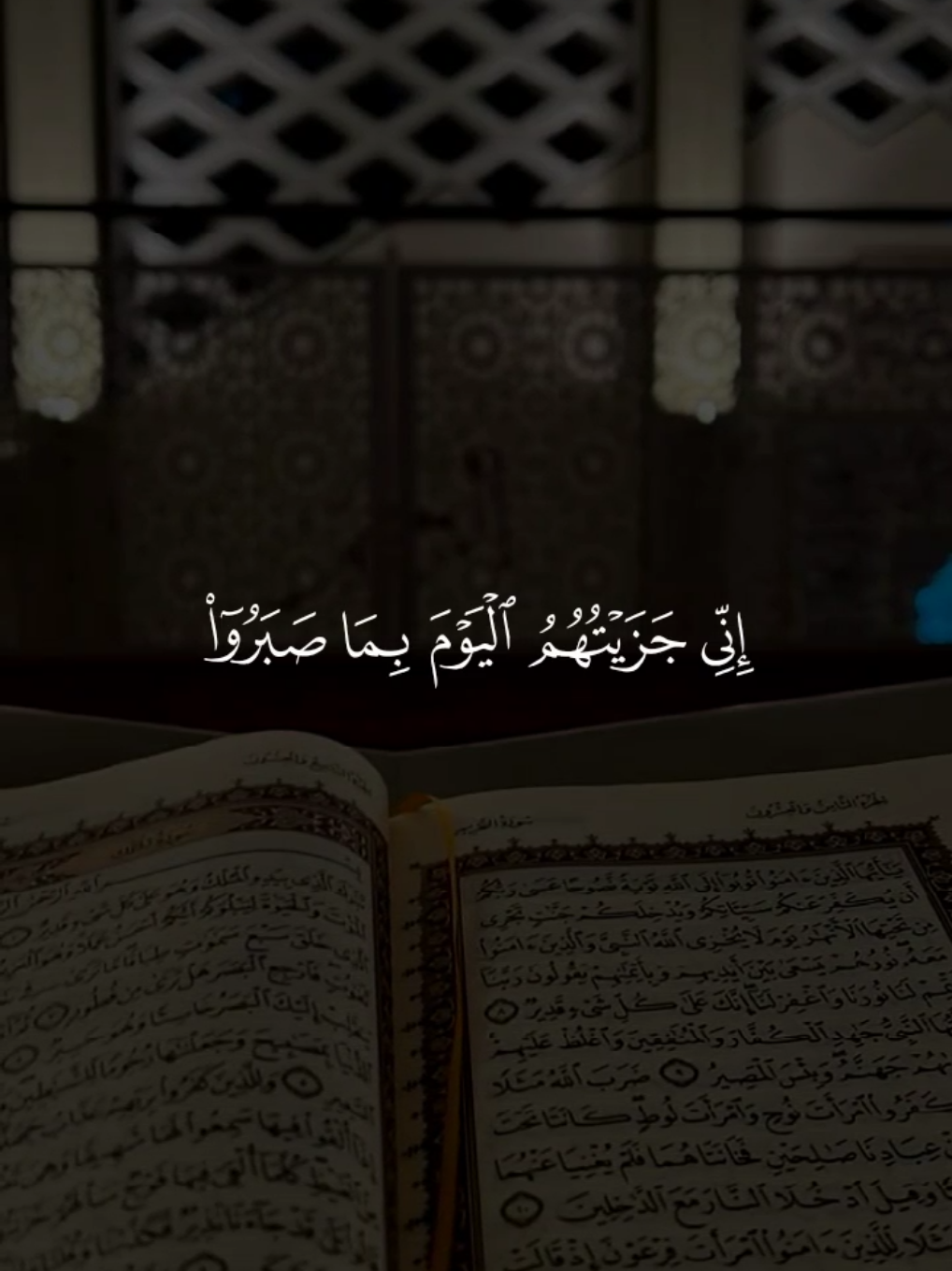 اني جزيتهم اليوم بما صبروا 🤍 #قران #اسلام_صبحي #quran 