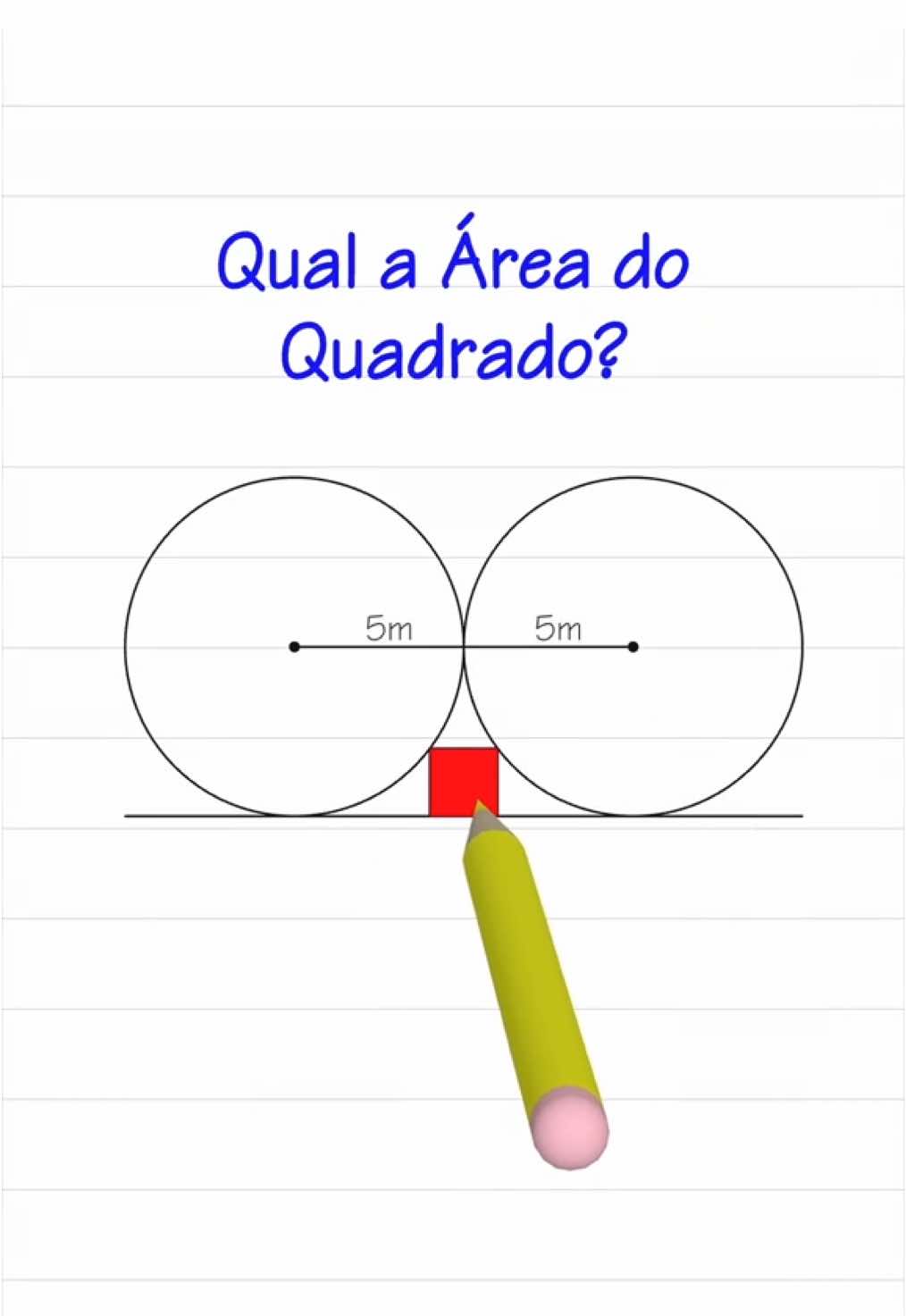 Consegue calcular a área do quadrado vermelho? #area #matematica #geometria #teoremadepitagoras #circunferencia 