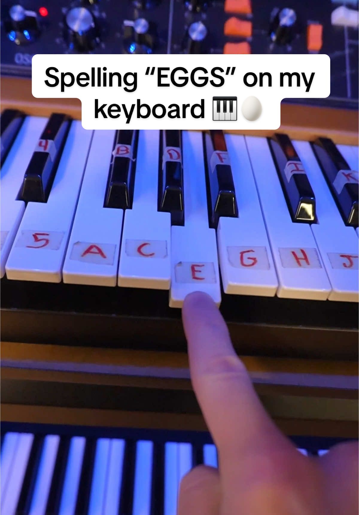 Spelling “EGGS” on my keyboard 🎹🥚  #eggs #synth #piano #spelling #producer #fyp 