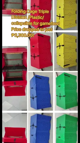 Folding Cage Triple Division /Plastic/ collapsible for gamefowl Price dropped to just ₱2,300.00!