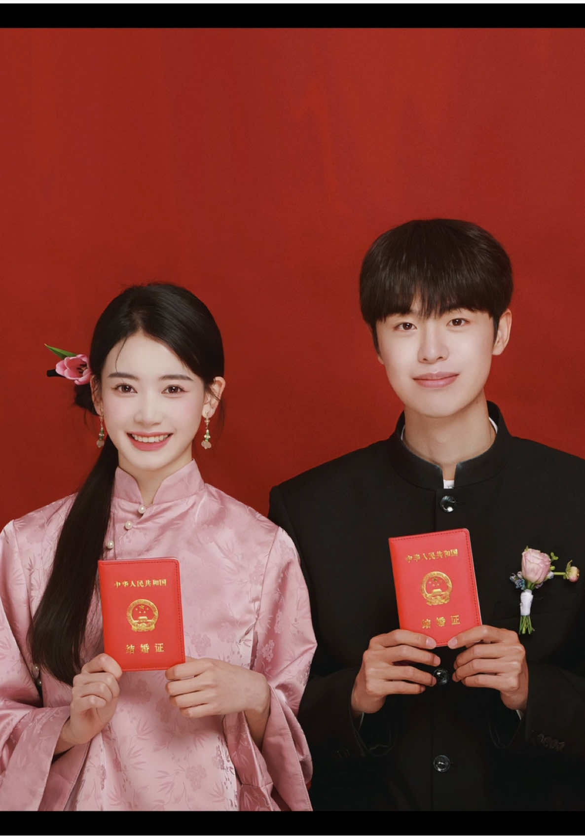 Irrepressible delight 😊  (In China, marriage certificates are passport-sized, with each spouse holding one 📕)  #🇨🇳 #NeoChinese #新中式 #Photography #♥️ #Love #LoveStory #Couple #❤️ #Romantic #Chinese #Culture #ChineseStyle #Aesthetic 