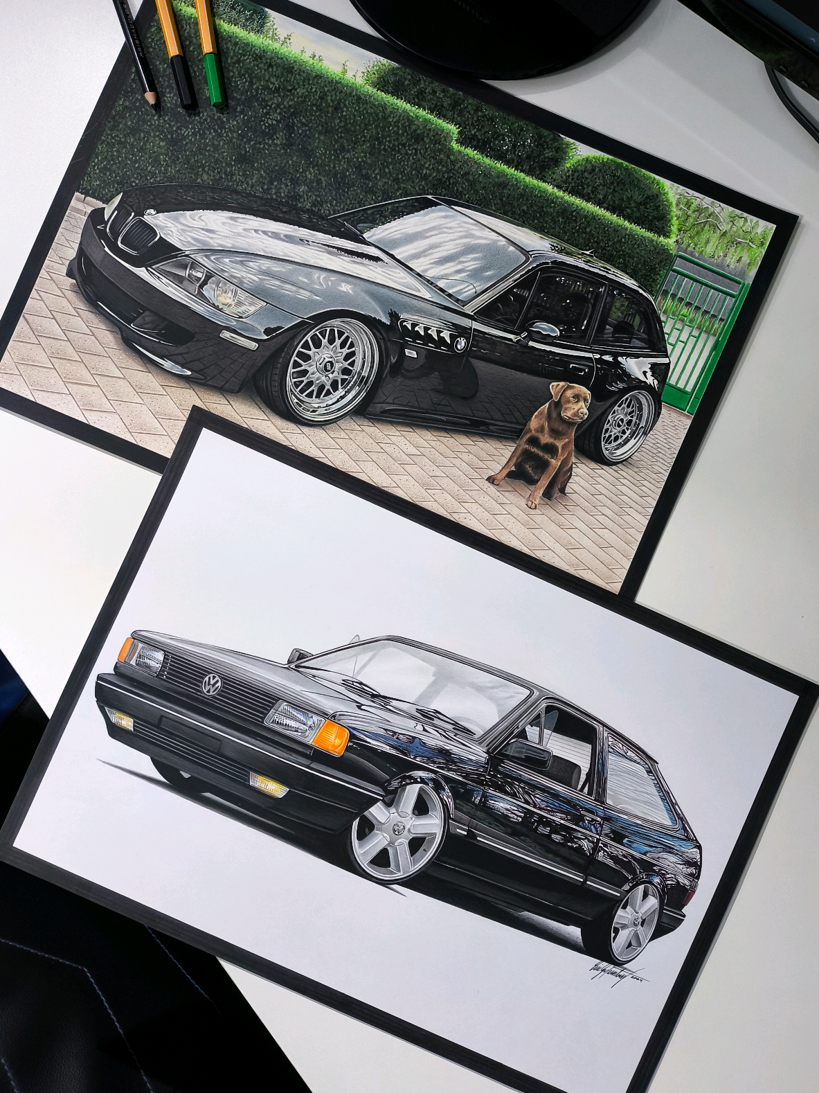 Arte - VW Gol e BMW Z3 ✍🏻 #gol #golquadrado #carrobaixo #bmwz3 #carrosantigos #carrosclassicos #car #drawingtutorial #oldcar #golturbo 
