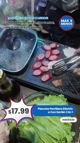 HW16530 - Plancha Parrillera Eléctrica Con Sartén 2 En 1 - $17.99 ㅤ ¡Conviértete en el maestro del asado desde casa! 🍢🔥 Esta increíble plancha eléctrica 2 en 1 incluye sartén antiadherente y parrilla para que prepares desde carnes y mariscos hasta vegetales y brochetas, todo al mismo tiempo. Su control de temperatura de 5 niveles y diseño con tapa de vidrio te dan control total sobre cada cocción. 💡💪 ㅤ Ideal para reuniones, cocinas pequeñas o para quienes disfrutan de comidas rápidas, deliciosas y sin complicaciones. ¡Llévate esta joya y cocina como un pro en cualquier lugar! 🐟🍗🍖 ㅤ ADQUIÉRELA HOY EN MAS X MENOS PANAMÁ! 📍 Ubicación: Ciudad de Panamá, Avenida Central, Calle 17, frente al Campeón. 🕐 Horario de Atención: Lunes a domingo de 9 am - 7 pm ㅤ #MasXMenosPanama #PlanchaElectrica #Cocina2en1 #ParrillaEnCasa #PreciosDeLocos #OfertasPanama #CocinaFacil #HogarPráctico #CocinaPanama #ElectrodomesticosPanama #PanamaSale