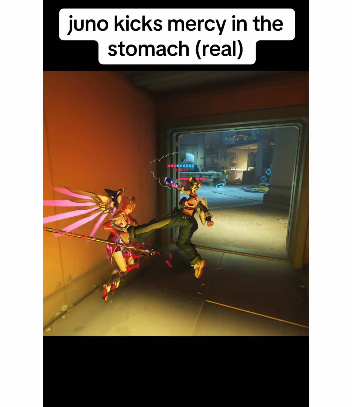 THE WAY MERCY LOOKS LIKE SHE WAS HOLDING HER STOMACH LMAO #overwatch #overwatch2 #juno #mercy #gaming #funny #fyp