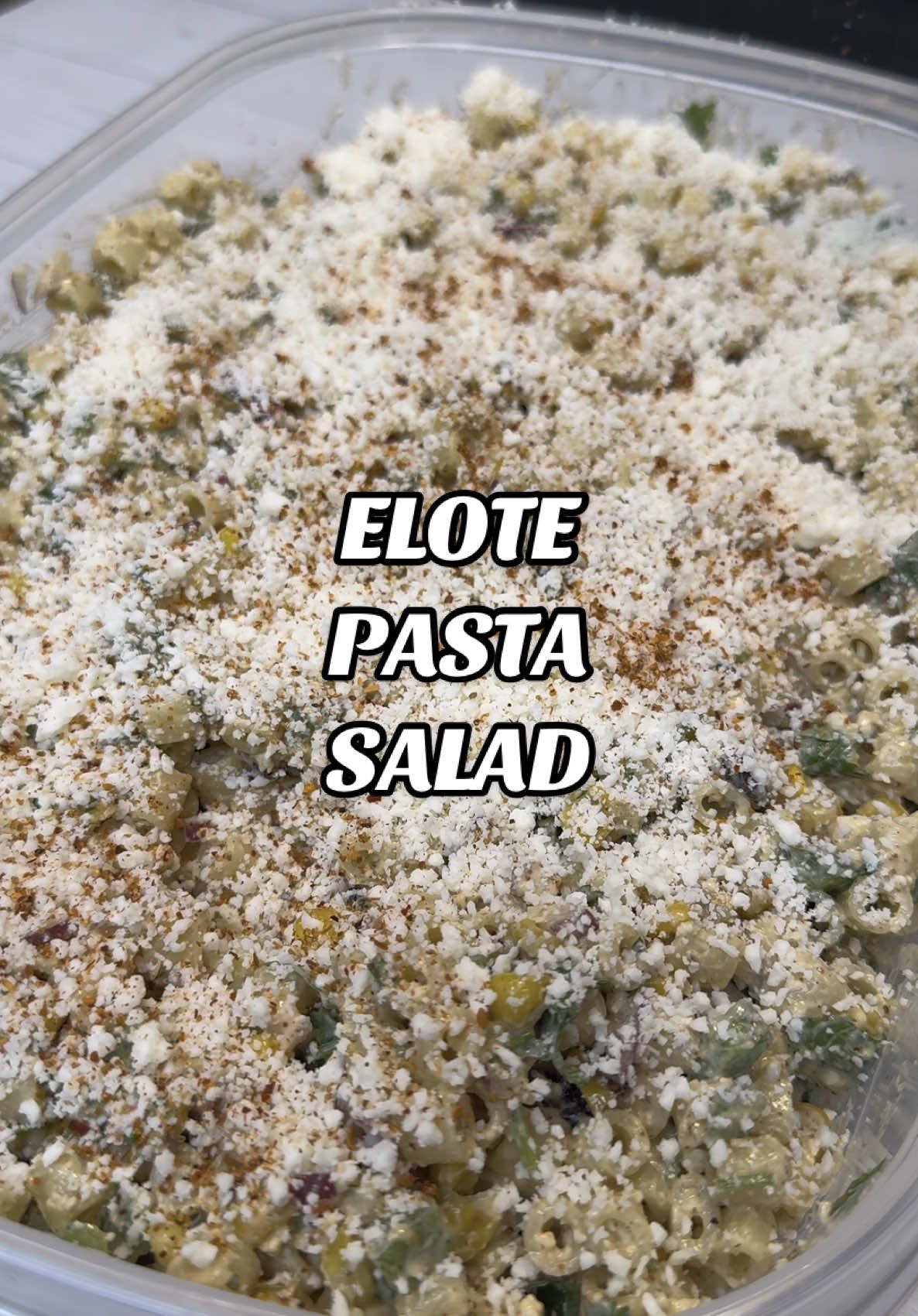 🌽Elote Pasta Salad🌿 ✨street corn pasta salad inspired by Mexican street corn✨ 1 bag fire roasted corn, cooked per instructions  1 box Ditalini pasta 1/2 medium red onion, small dice 2 jalapeños, seeds removed, diced 1 bunch of cilantro, chopped 1 cup cotija cheese, grated 1 cup light mayo 1/2 cup sour cream 1-2 limes, juiced 2 tsp chili powder 1 1/2 tsp garlic salt 1 tsp cumin 1/2 tsp black pepper Toppings: Cotija cheese Tajin (Chili lime seasoning) Cilantro  #elotepastasalad #elote #EasyRecipe #sidedish 