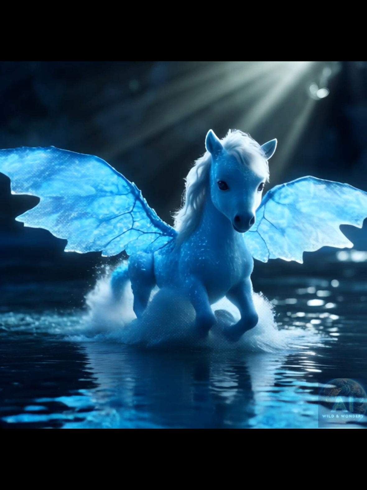 Water Pegasus made with AI  #pegasus #mythical #aiart #aianimation #cute 
