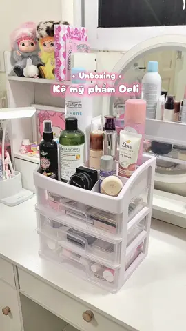 Kệ mỹ phẩm Deli đựng được siu nhiều đồ, gọn gàng lắm luon✨👀🫧☁️#xuhuong #viral #unboxing #kedungmypham #deli #fypシ゚ 