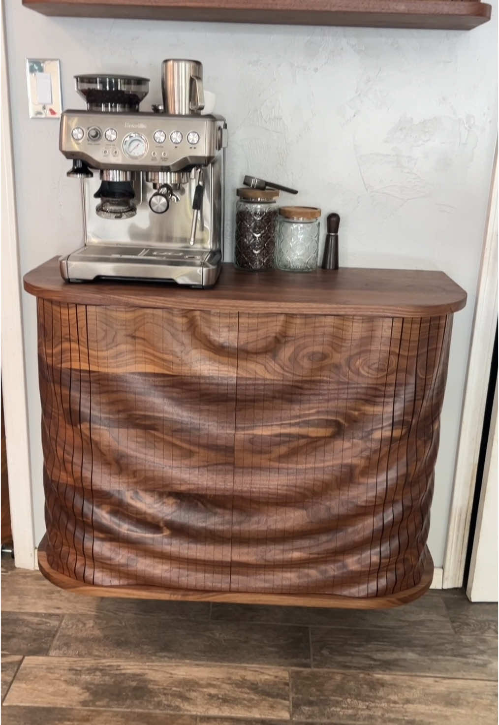 It bothers me…. I made this cabinet to “match” the first one we made but I found a better way to create the pattern on the doors to make it look more smooth and organic. But now that they are together I don’t like the top one 😆 now I need to decide if I’m just going to make a whole new small cabinet to match or just replace the doors 🫣 but the doors are the most time consuming part so I might as well just make another unit 😮‍💨