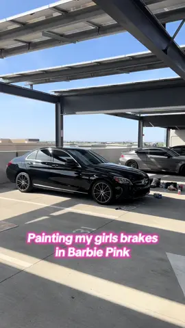 We got a professional paint shop at home 😳😬 #barbie #pink #mercedes #c300 #DIY #brakes #painting 