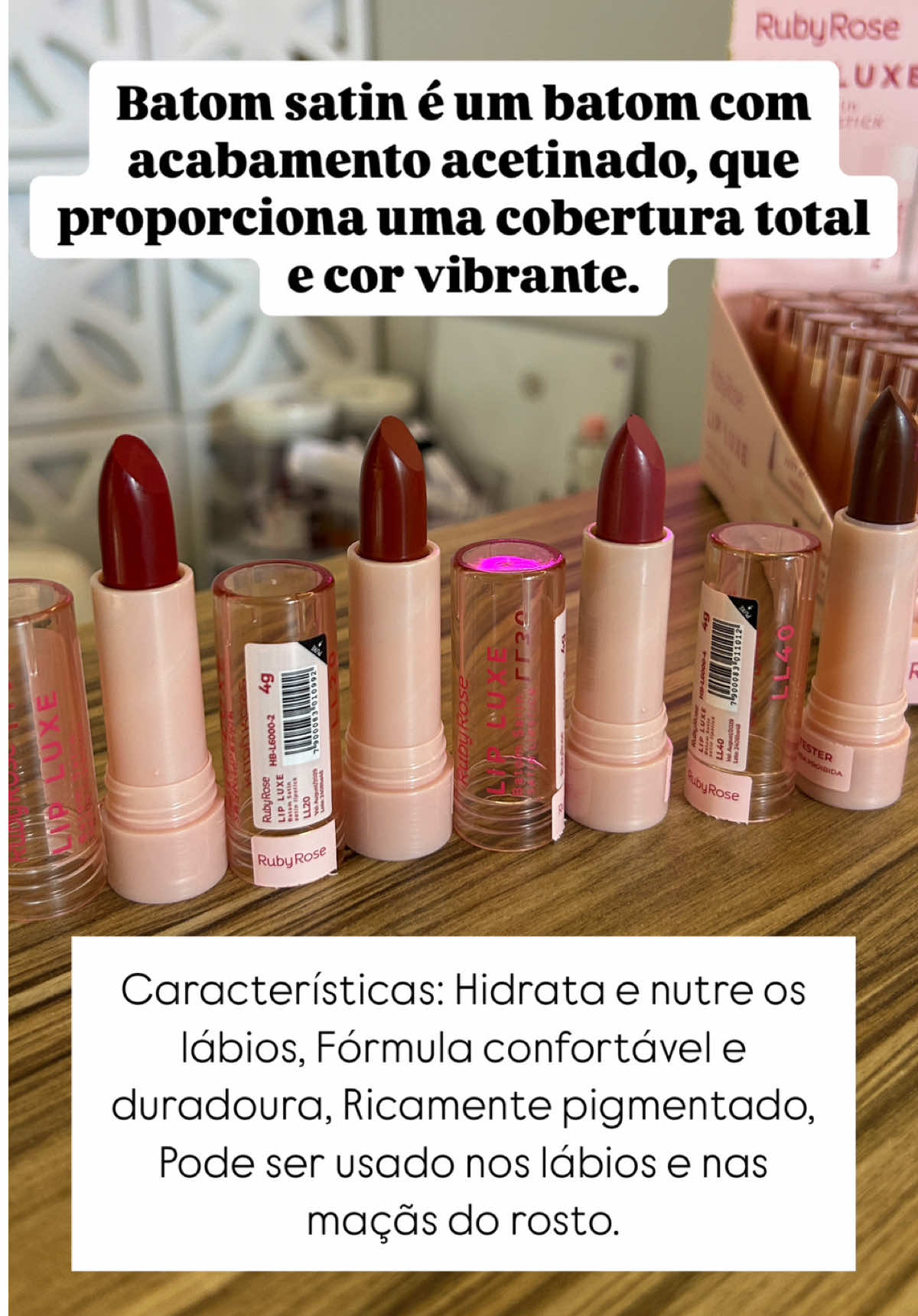 Batom Lip luxe Ruby Rose Batom Satin lip Stick  Loja física em Goiânia Fazemos entregas para todo Brasil 🛍️🇧🇷   