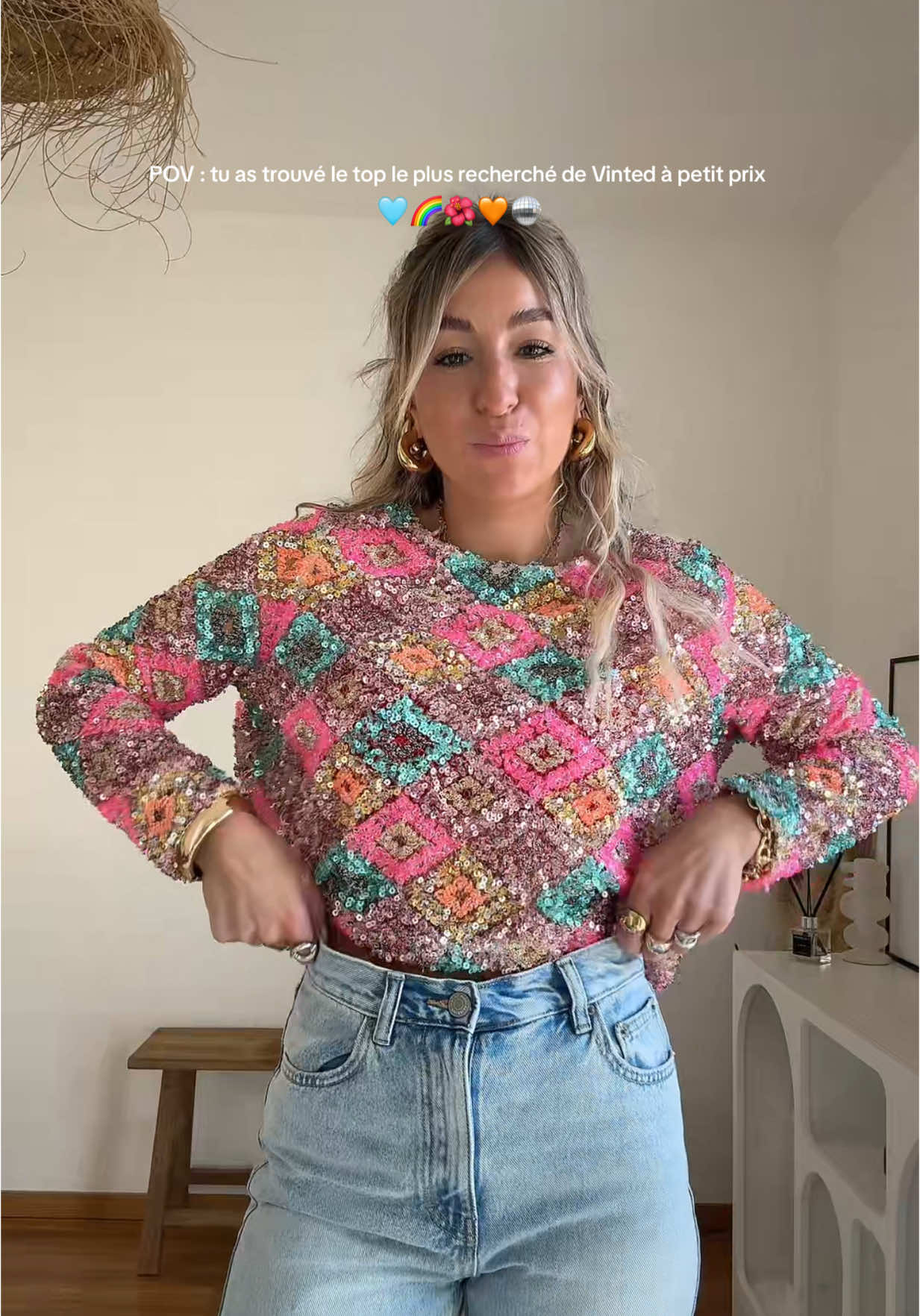 Viral Zara top 🧡🪩🌸🩵 on lui donne quelle note ?  IG : sarahtey_  #vinted #zara #zaratophaul #zaratop #sequintop #sequintopfashion 