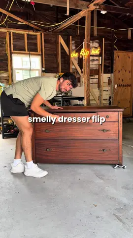 This dresser was a biohazard in my opinion from the stench it had when I picked it up from @Facebook Marketplace 👃🏻 I did get the entire thing for only $30 so I decided to plug my nostrils and try to make some money out of this vintage dresser 💰 The secret to get that nasty smell is just a simple water/vinegar solution, and make sure to get it in EVERY corner there is 💨 After removing the old veneer, adding custom molding, and updating the hardware - I was able to transform this old, musty dresser into a sparkling new masterpiece 🎨 With my total cost of supplies/inventory coming in at just under $60, I plan to list this piece back on marketplace for $450 and hopefully pocket around $400! 💸 • • • • #furnitureflip #furnituremakeover #paintedfurniture #upcycledfurniture #furniture #furniturerestoration #upcycle #furnitureartist #hoemdecor #furnituredesign #diyproject #refinishedfurniture #vintagefurnitureflip #vintage #chalkpainting #interiordecor #chalkpaintedfurniture #beforeandafter #furniturepainter #refurbishedfurniture #handpaintedfurniture #upcycled #upcycling #fusionmineralpaint #diyhimedecor #handpainted #paintedfurniturelove #furnitureflipper #restoredfurniture #furniturepainting @Rust-Oleum 