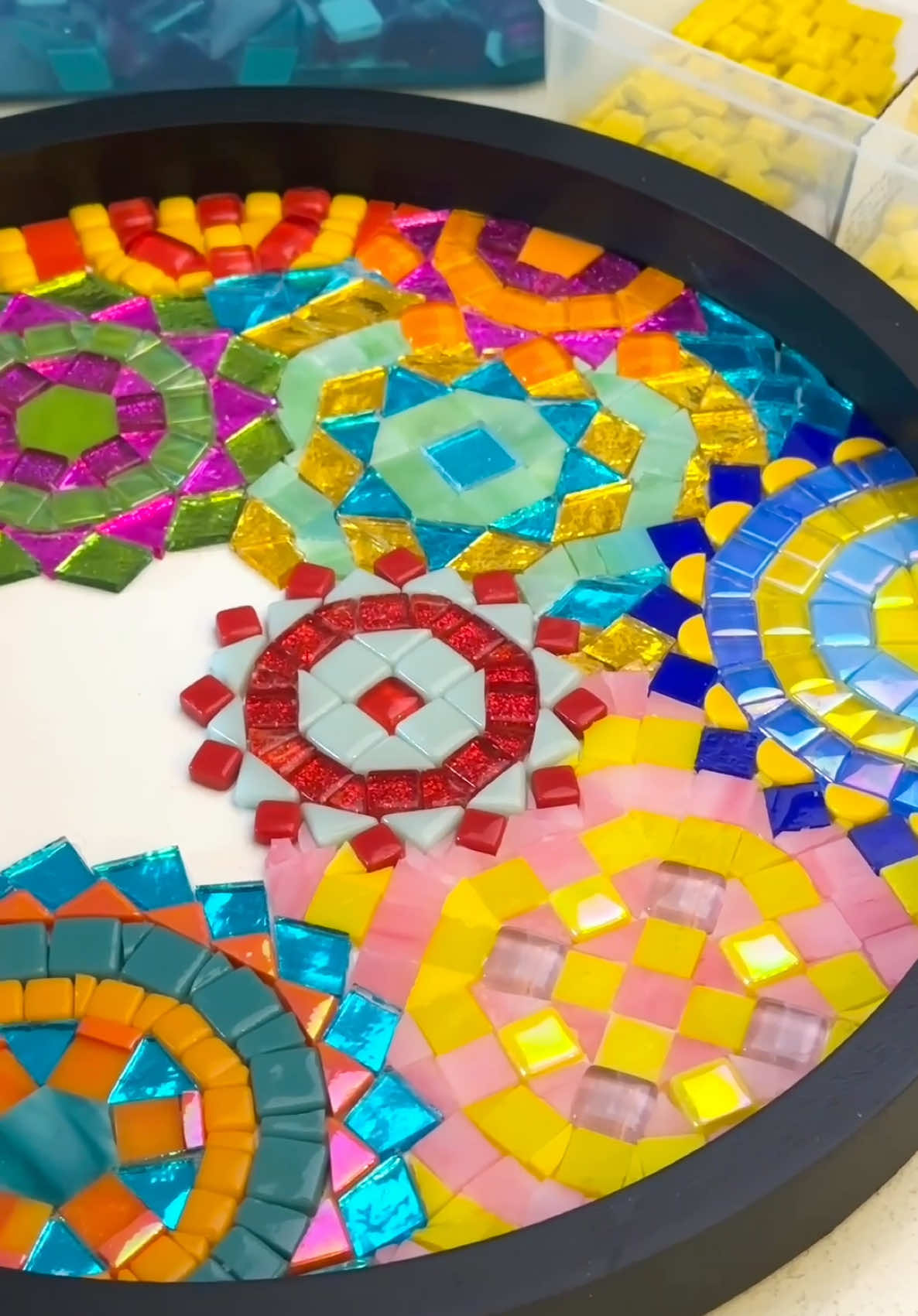 Replying to @Amber🩵 ✨no grout mosaic part 3✨ #zenspiredesigns #SmallBusiness #mosaicart #satisfying #oddlysatisfying #mosaic #mosaictiles #mosaicproject #grout #groutcolor #coloringgrout #paintinggrout