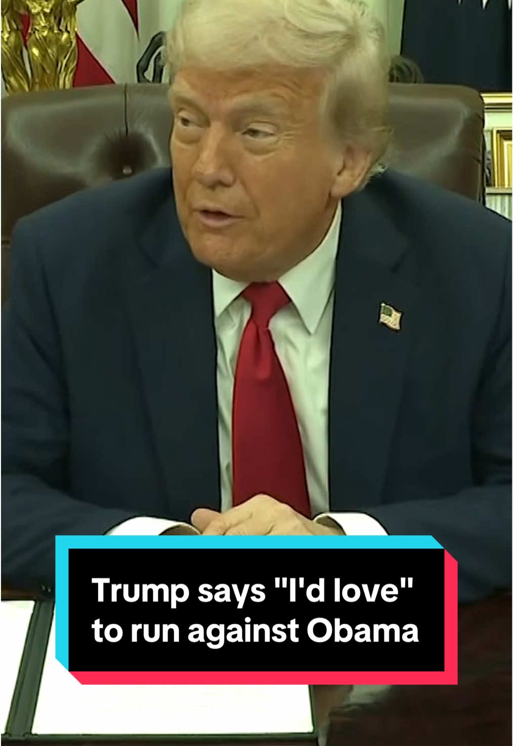 Speaking to reporters in the Oval Office on Monday, President Trump welcomed the idea of running against former president Barack Obama for a hypothetical third term. In recent days, Trump has suggested 